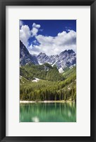 Framed Lake Braies and Dolomite Alps, Northern Italy