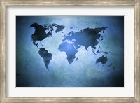 Framed Aged world map on dirty paper