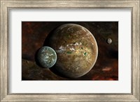 Framed system of extraterrestrial planets and their moons