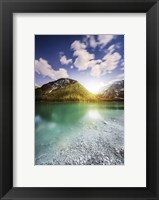 Framed Sunset at Lake Braies and Dolomite Alps, Northern Italy