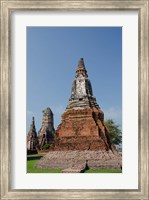 Framed Wat Chaiwatthanaram Buddhist monastery, Chedi and Prang temples, Bangkok, Thailand