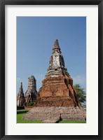 Framed Wat Chaiwatthanaram Buddhist monastery, Chedi and Prang temples, Bangkok, Thailand