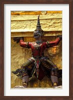 Framed Thai Guardians and Detail of the Grand Palace, Bangkok, Thailand