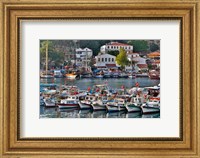 Framed Old Harbor and boats in reflection Antalya, Turkey