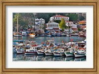 Framed Old Harbor and boats in reflection Antalya, Turkey