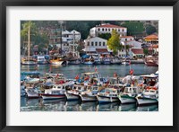 Framed Old Harbor and boats in reflection Antalya, Turkey