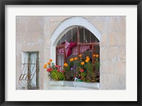 Framed Windows and Flowers in Village, Cappadoccia, Turkey