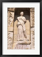 Framed Statue in Historical Wall at Ruins of Ephesus, Turkey