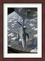 Framed Chilean Air Force F-16 refuels from a US Air Force KC-135 Stratotanker