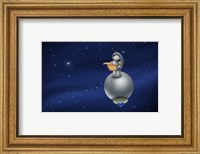 Framed Cartoon Astronaut in Outer Space