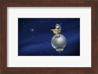 Framed Cartoon Astronaut in Outer Space