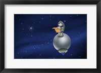 Framed Cartoon Astronaut in Outer Space