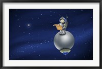 Framed Cartoon Astronaut in Outer Space