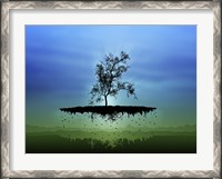 Framed Flying Tree ( digitally generated - blue)