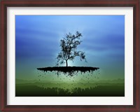 Framed Flying Tree ( digitally generated - blue)