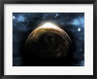 Framed Sunrise Over a Planet (digitally generated)
