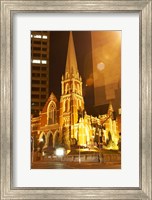 Framed Albert Street Uniting Church at Night, Brisbane, Queensland, Australia