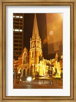 Framed Albert Street Uniting Church at Night, Brisbane, Queensland, Australia