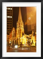 Framed Albert Street Uniting Church at Night, Brisbane, Queensland, Australia