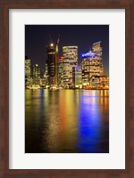 Framed Brisbane River and Brisbane at Night, Queensland, Australia