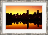 Framed Melbourne CBD and Telstra Dome at Dawn, Victoria, Australia