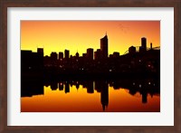 Framed Melbourne CBD and Telstra Dome at Dawn, Victoria, Australia