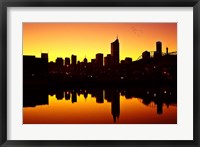 Framed Melbourne CBD and Telstra Dome at Dawn, Victoria, Australia