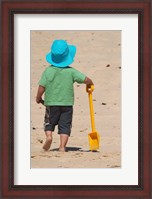 Framed Little Boy and Spade on Beach, Gold Coast, Queensland, Australia