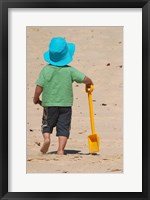 Framed Little Boy and Spade on Beach, Gold Coast, Queensland, Australia