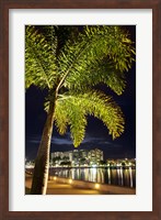 Framed Cairns, waterfront at night, North Queensland, Australia