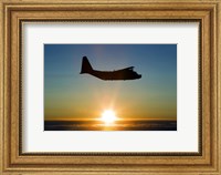 Framed Silhouette of a MC-130H Combat Talon at Sunset, East Anglia, UK