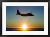 Framed Silhouette of a MC-130H Combat Talon at Sunset, East Anglia, UK