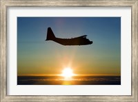 Framed Silhouette of a MC-130H Combat Talon at Sunset, East Anglia, UK