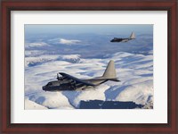 Framed MC-130P Combat Shadow and MC-130H Combat Talon Over Clouds