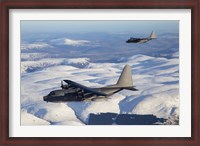 Framed MC-130P Combat Shadow and MC-130H Combat Talon Over Clouds