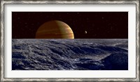 Framed Gas Giant Jupiter Seen Above the Surface of Jupiter's Moon Europa