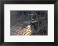 Framed F-16 Fighting Falcon Releases Flares