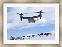 Framed CV-22 Osprey Prepares to Land During a Training Mission