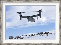 Framed CV-22 Osprey Prepares to Land During a Training Mission