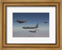 Framed Three F-16's Join Up with a KC-135 over Arizona