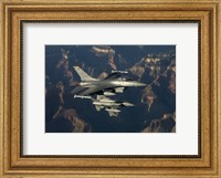 Framed Two F-16's fly over the Grand Canyon, Arizona