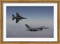 Framed Pair of F-16's fly in Formation over Arizona
