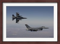 Framed Pair of F-16's fly in Formation over Arizona