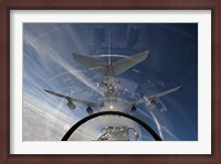 Framed F-16 Flies in the Pre-contact Position Behind a KC-135R Stratotanker