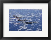 Framed Four F-15 Eagles fly in Formation Over the Pacific Ocean
