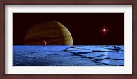 Framed Jupiter and its Moon Lo as Seen from the Surface of Jupiter's Moon Europa