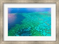 Framed Aerial view of the Great Barrier Reef, Queensland, Australia