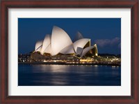 Framed Australia, Sydney Opera House at night on waterfront