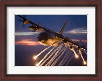 Framed C-130 Hercules Releases Flares