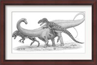 Framed Group of Allosaurus Attack a giant Diplodocus
